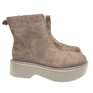 Portland Platform Ankle Boots Size 7 Brown Suede Zip NWOT